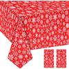 Jinlaili 2PCS Rosso Tovaglia Natale, 137x274cm Copritavolo Natalizio,Tovaglia Natalizia da Tavola Antimacchia, Tovaglia di Natale Tovaglie Rettangolare Impermeabile per Natale Festa Decorazione