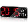 PiKaPiKaP Orologio da Parete Digitale 10, Orologio Digitale con Temperatura/Conto alla Rovescia/4 Livelli di Luminosità, Grande Sveglia da Collegare per Camera da Letto, Soggiorno, Ufficio
