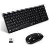 LeadsaiL Tastiera e mouse wireless Combo, silenzioso, ricevitore USB 2,4 GHz, mouse wireless con pulsante DPI, per PC, laptop, layout tedesco QWERTZ, funzionamento a batteria, colore nero