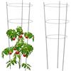 Relaxdays Set da 2 Sostegni Circolari per Pomodori, Piante Rampicanti, Cetrioli, Alti 76 cm, 3 Anelli, Metallo, Grigio