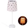 Relaxdays Lampada da Comodino per Bambini, con Cuoricini, Paralume di Stoffa, Luce per Bimbi, HxD: 43 x 16 cm, Rosa