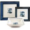 Excelsa Servizio piatti tavola ceramica quadrati OCEAN 18 pezzi