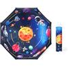 decalsweet Ombrello Pieghevoli Antivento Bambino, Ombrello Automatico da Sole con Strisce Riflettenti, Ombrello Piccolo Portatile Resistenti da Viaggio per Ragazzo e Ragazza, Pianeta Spaziale