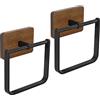 DOKU HOME DOKU - Set di 2 anelli quadrati, porta asciugamani per bagno, porta asciugamani per cucina, montaggio a parete, resistente, colore: nero e marrone