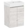 Baikal Mobile da bagno Mini. Mobile montato. 2 porte sospese con lavandino. Armadio da bagno. Lavabo Ceramico. 45 cm argento.