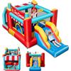 RELAX4LIFE Castello Gonfiabile per Bambini, 5-in-1 a Tema Gelato con Scivolo, Area Salto, Canestro da Basket, Piscina di Palline e Gioco del Lancio dell'Anello, per Giardino (senza Soffiatore)