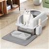 BAKAJI Lettiera per Gatti XXL con Base in Acciaio con Bordo e Pedana Anti Sabbiolina, Paletta per Raccolta con Contenitore e Tappetino Antisporco, Base Antiscivolo, Capacità 35 Litri, 60 x 40 x 30 cm