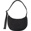 XSUIOY Borsa a tracolla in nylon a mezzaluna per donna e uomo, borsa con tracolla regolabile e doppia tasca interna con cerniera, nero, Medium