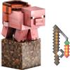 Mattel Minecraft - Maiale Livello Diamante, action figure alta 14 cm con design pixelato e 4 accessori inclusi, personaggio dal videogioco da collezione, giocattolo per bambini, 6+ anni, rosa, HTM04