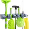 Amazon Basics Rettangolare Porta scopa con supporto da parete e organizer per attrezzi da giardino con 6 ganci e 5 slot, 6.2 x 43 x 8.5 cm, Grigio