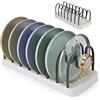 Clove Porta Coperchi Pentole Portacoperchi da Cucina con Ripiani Regolabili Supporto da Cassetto 7 Slot 42x16cm Organizer Cassetti Padelle Poggia Coperchio Organizzatore da Taglieri Rack Bianco Nero