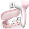 TOUCHBeauty Spazzola Elettrica per Pulizia Viso 3 in 1, 3 Testine per Pelle Grassa, Secca e Sensibile, Pulitore Viso Elettrico Portatile con Custodia, 2 Velocità(Rosa Opalo)