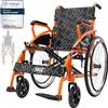 VOCIC U31 Sedia a Rotelle pieghevole leggera 150KG,Carrozzina per disabili in alluminio,Doppio Freno sedia a rotelle per anziani,Pneumatico Solido 60CM per tutti i terreni,Garanzia di 5 anni|Arancione