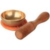 NKlaus Mini campana tibetana Set ca. 5 x 2 cm - Campana tibetana in ottone con bacchetta in legno e base per meditazione, consapevolezza e relax