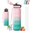 Grsta Borraccia 1 litro, Borraccia con Cannuccia, Senza Perdite, Borraccia Motivazionale, Facile da Pulire, Borraccia Trekking, Con Slogan Motivazionale, Water Bottle per Fitness, Campeggio, Escursionismo