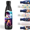 Grsta Borraccia Termica, 500ml Borraccia Bambini, Borraccia Termica Personalizzata con Astronauta, Borraccia Metallo Senza Perdite, Borraccia Bambini Acciaio, per Scuola, Uffici, Campeggio, Ciclismo, Nero
