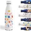 Grsta Borraccia Termica, 500ml Borraccia Bambini, Borraccia Termica Personalizzata con Stella Marina, Borraccia Metallo Senza Perdite, Borraccia Bambini Acciaio, per Campeggio, Scuola，Ciclismo, Bianco