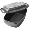 STONELINE Casseruola XXL 43x26 cm, Rostiera con Coperchio in Alluminio Pressofuso a Induzione, Coperchio utilizzabile come Stampo, Rivestimento Antiaderente con Vere Particelle di Pietra, Grigio