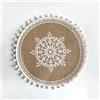Lirzxin Tovagliette Americane Rotonde, Set di 2 Tovaglietta Americana Motivo Geometrico e Fiori con Palla Lino Tovagliette Resistenti al Calore e Lavabili (Beige Giallo Bianco, 38CM)