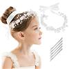 HOWAF Coroncina Comunione Bambina, Fascia per Capelli Copricapo da Sposa Fiori Perle, Accessori per Capelli Regalo Comunione Bambina Bridesmaid Hair Accessories