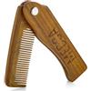 MEDca Pettine di legno pieghevole - 100% faggio massello - barba, baffi, baffi, spazzola per capelli testa pettini per uomini perfetti per tutti i tipi di capelli - Viaggi, Styling & Detangler