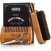 MEDca Set di barba e pettine di legno per uomini - Perfetto per i capelli Beards Head Hair and Mustaches Men's Grooming Kit per lo styling