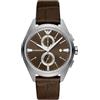 Emporio Armani Orologio Uomo, movimento cronografo, cassa in acciaio inossidabile da 43 mm con cinturino in pelle Pro-Planet, AR11482, Marrone e Grigio, 43 mm
