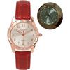 JSDDE Orologio da polso da donna, classico, con numeri arabi, analogico, al quarzo, cinturino in pelle, luminoso, per donne e ragazze, Rosso