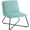 HOMCOM Poltrona in Velluto Stile Nordico Senza Braccioli, Poltroncia da Camera con Base in Metallo Incrociata, 55x69x68cm, Verde