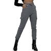 Generic Pantaloni della tuta da combattimento cargo da donna a vita alta casual rilassati elasticizzati - nero pietra blu grigio kaki ruggine nudo - S/M - L/XL, Grigio, S-M
