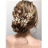 Unsutuo Forcine per capelli da sposa in oro con perle e strass, per donne e ragazze