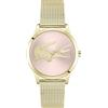 Lacoste Orologio con Movimento al Quarzo a Tre Lancette da Donna Collezione CROCODELLE con Cinturino in Maglia Metallica in Acciaio Inossidabile di Colore Dorato, 2001418, Pink