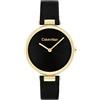 Calvin Klein Orologio Con Movimento Al Quarzo A Due Lancette da Donna Collezione GLEAM con Cinturino in Pelle Nero - 25100017, Black