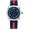 Tommy Hilfiger Orologio con Movimento al Quarzo a Tre Lancette per i Giovani con Cinturino in Silicone Blu Navy - 1720019, Blue and Red