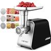 Meykey Tritacarne elettrico, 2000W tritacarne professionale, tritacarne con 3 piastre di macinazione, salsiccia, funzione inversa