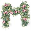 SOMYTING 2 ghirlande artificiali di eucalipto, stile vintage, con fiori finti, colore verde, decorazione da parete per arco di matrimonio, decorazione per porta, ghirlanda di fiori (rosa)