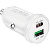 SBS Caricabatterie Auto Mini, Power Delivery 20W, Ricarica Rapida, Adaptive Fast Charge (AFC), Led di Stato, USB-C, USB-A, Presa 12V, per Iphone, Ipad, AirPods, Samsung, Smartphone, Tablet, Bianco
