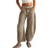 Generico Jeans Estivi da Donna Pantaloni Donna Eleganti Gamba Dritta Casual Elastico Trekking Vita Alta Joggers Gamba Larga Larghi Abbigliamento I Miei Ordini Cachi XL