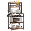 YMYNY Scaffale da Cucina, Scaffale da Panetteria, Portaoggetti a 6 livelli di 12 ganci, per Microonde, Struttura in Metallo, Stile industriale, 58 x 39 x 144CM, Marrone Vintage HBR003H