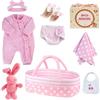 BABESIDE Vestiti per Rinato Bambino Bambole da 8 Pezzi con Culla Adatto a Bambole da 17-22 Pollici, Vestiti per Bambole, Accessori di Abbigliamento (rosa)
