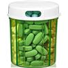 MEDca Dispenser per Organizzare le Pillole con 4 Scomparti, Porta Medicinali, Vitamine e Integratori Bottiglia Tonda Custodia Giornaliera per Pillole Scatoletta Promemoria