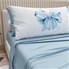 PETTI Artigiani Italiani - Lenzuola in Cotone con Federe in Stampa Digitale, Una Piazza e Mezza Francese, Completo Lenzuolo Sopra e Sotto con Angoli, Azzurro, 100% Made in Italy