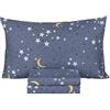 Scientific Sleep Moon & Stars - Set di biancheria da letto per bambini e bambine, 100% cotone, 3 pezzi, lenzuolo con angoli e federa, per bambini