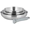 Sitram 716942 Set di 3 padelle ARPEGE 100% acciaio inox Ø 20,24,28 cm - Cucina sana perché SENZA rivestimento antiaderente nocivo - manico rimovibile - Tutti i piani cottura, inclusa l'induzione