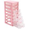 Rempry Mini organizer in plastica con 7 cassetti trasparenti, 18 x 13 x 33,5 cm, piccoli contenitori per scrivania, banconi, armadi, rosa