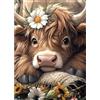 AIRDEA Mucca delle Highlands Diamond Painting, Margherite Diamond Painting Kit Completo, Diamantini Crystal Art Hobby Creativi Adulti Decorazione per Casa 30x40 cm