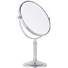 Nicesail Specchio da trucco in piedi con ingrandimento a 5 vani, cromato, girevole a 360°, spiedino bifacciale, diametro 20 cm