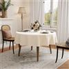 GFCC Tovaglia Rotonda 140 cm Beige - Tovaglia per 4-6 Posti Poliestere Lavabile Antimacchia Elegante Tovaglie per Soggiorno, Cucina, Sala da Pranzo, Giardino Esterno Compleanno, Natalizie, Feste