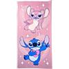 My sweety pop - Asciugamano da spiaggia Stitch - Asciugamano da bagno - Lilo e Stitch - Bambino - 70 x 140 cm - 100% poliestere - Vacanze - Idea regalo - Stitch e Angel - Rosa