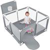 HUOLE Box per Bambini, Recinto per Bambini Pieghevole in Tessuto Oxford con Rete Traspirante, Box per Neonati con Giochi che Include 50 Palline, 126 * 126 * 66 cm - Grigio scuro